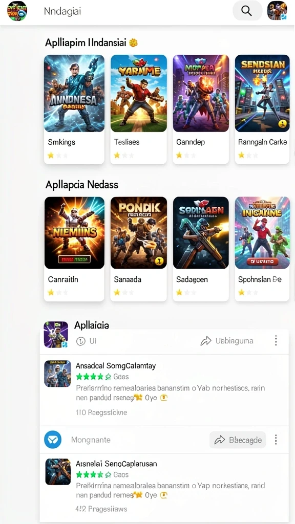 Screenshot aplikasi menunjukkan berbagai permainan yang tersedia.