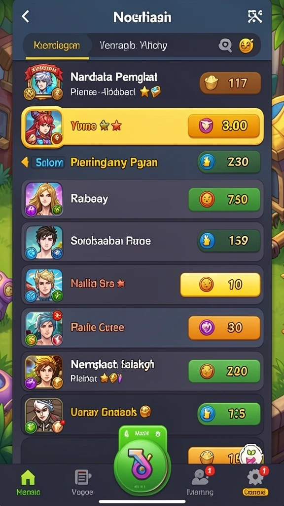 Karakter yang dapat diupgrade dengan kemampuan yang unik.